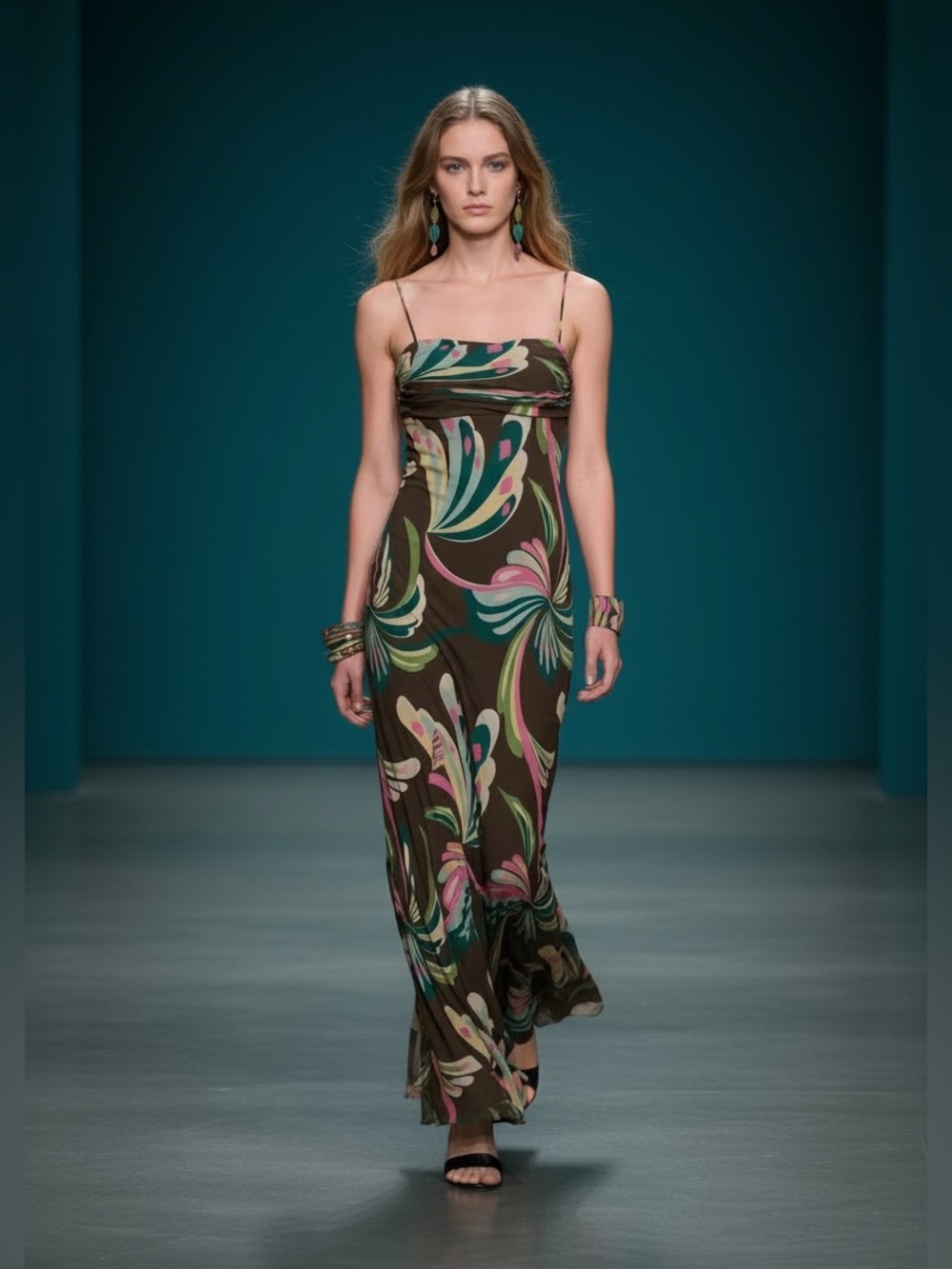 Gorgeous BCBGMaxAzria Silk Floral-Print Maxi Slip Dress